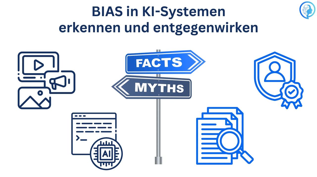 Illustration von Bias in KI-Anwendungen mit unausgewogenen Daten und Entscheidungsprozessen