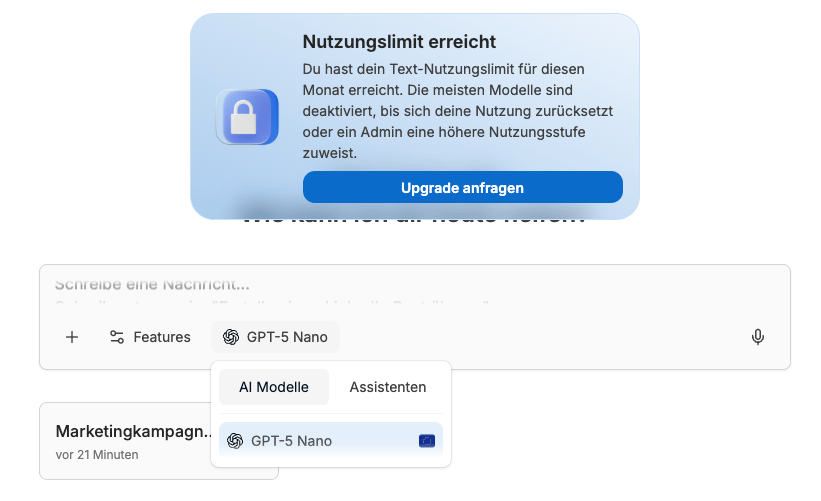 Nutzungslimit Warnung