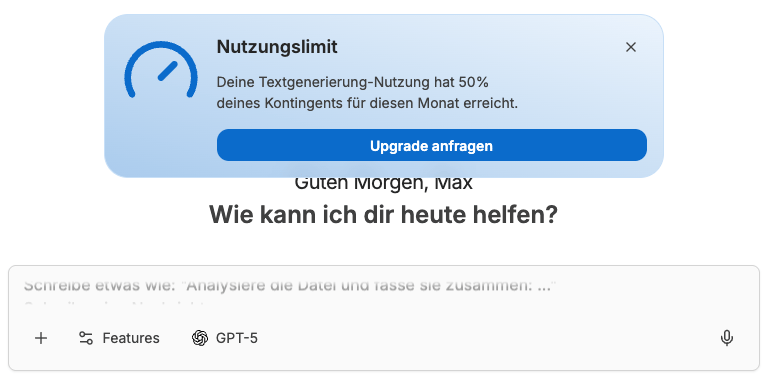 Nutzungslimit Warnung