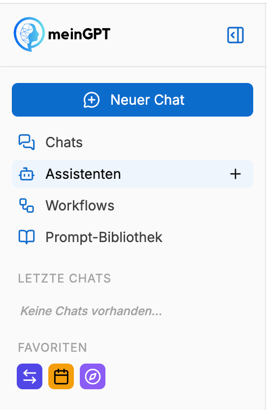 Favorisierte Assistenten in der Sidebar