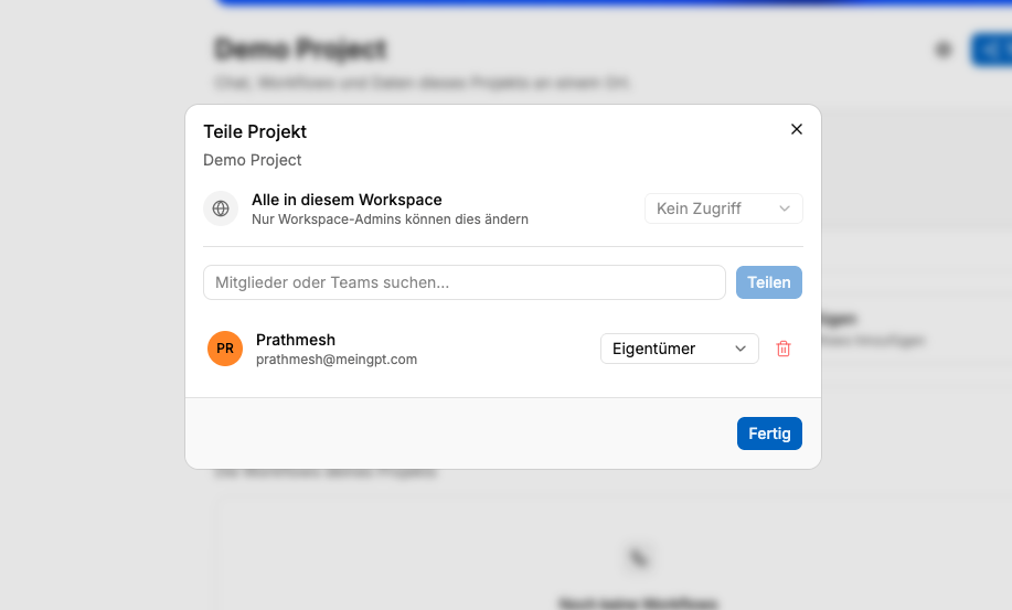 Freigabeeinstellungen und Mitgliederverwaltung