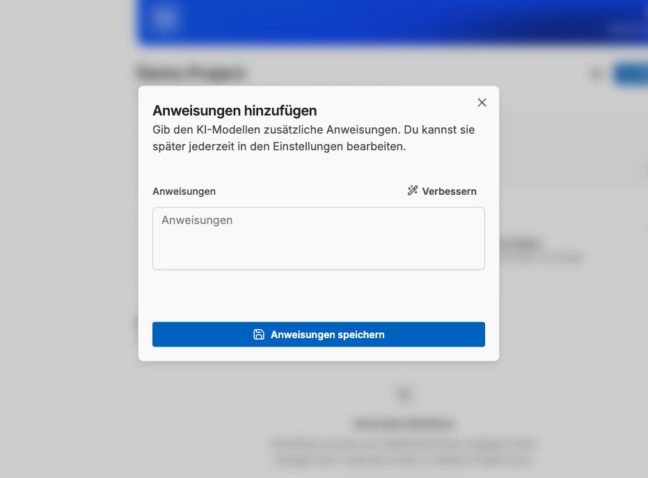 Projektanweisungen festlegen
